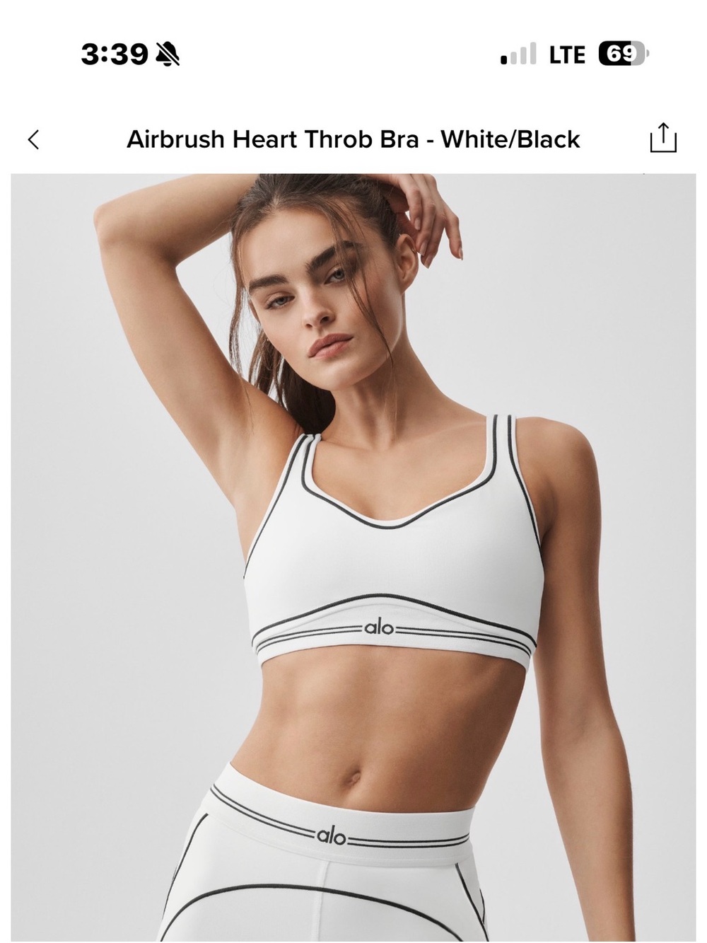 ALO Yoga Airbrush Heart Throb Bra - White with Black Trim